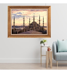 Altın Varaklı Çerçeveli Paspartulu  Tablo zv1334 (Gold)