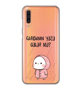 Samsung Galaxy A70 Uyumlu Garibanın Yüzü Gülür mü? Tasarımlı Şeffaf Telefon Kılıfı