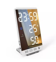 UpWay 6 inç Dijital Aynalı LED Ekran Masa Saati Alarm Sıcaklık Nem USB