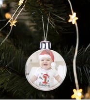 BK Gift Kişiye Özel Bebek Fotoğraflı Yılbaşı Top Ağaç Süsü, Yeni Yıl Hediyesi, Resimli Ağaç Süsü