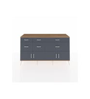 Kronos Konsol Tek Raflı 6 Çekmeceli 4 Kapaklı 176x59x99 Çam-Antrasit