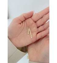 Kişiye Özel 925 Ayar Gümüş Dikey Çift İsim Kolye (Gold)