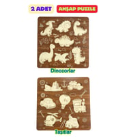 Çocuk Puzzle (Yapboz) Birinci Sınıf Ahşap 2 Parça Eğitici Öğretici Eğlenceli Set