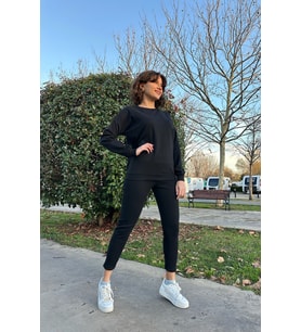 Nare Siyah Sweatshirt-Tayt Kadın Alt Üst Takım