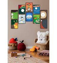 Çerçevesiz Çerçeve Görünümlü Bebek Odası Pano Sticker Bebek Mdf Tablo Seti  Çocuklar-ÖZC-MDF10H