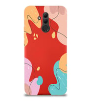 PrintiFy Huawei Mate 20 Lite Uyumlu Lansman Kılıf Karışık Renkler Tasarımlı İçi Kadife  Kapak (Kırmızı)