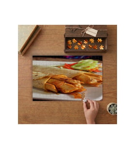 Tavuklu Wrapler Tasarımı 240 parça Ahşap Puzzle Ahşap Kutuda MP01897