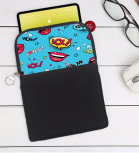 BK Gift Pop Art Tasarımlı Taşınabilir Koruyucu Tablet Kılıfı & Organizer Çanta - Siyah-6