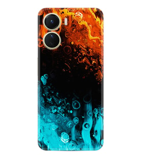 Vivo Y16 Kılıf Silikon Desen Özel Seri Orange Blue Color 1665