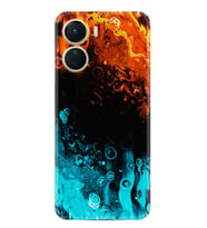 Vivo Y16 Kılıf Silikon Desen Özel Seri Orange Blue Color 1665
