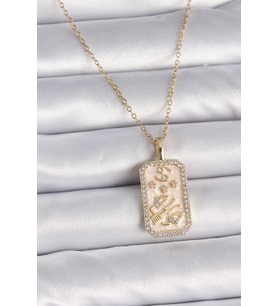 316L Çelik Gold Renk Zincir Yengeç Burcu Zirkon Taşlı Kadın Kolye 5886 - HPSBYI9607-2826
