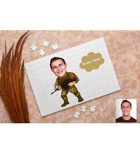 Asker Karikatürlü Kişiye Özel Puzzle