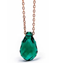 925 Ayar Gümüş Zincirli Yeşil Kristal Kolye - N135401