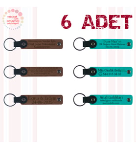 A Kahve & Koyu Turkuaz, Minik Mezunlara Anlamlı Anı, 6’lı Set, İsim Yazılabilen Hatıra Anahtarlık