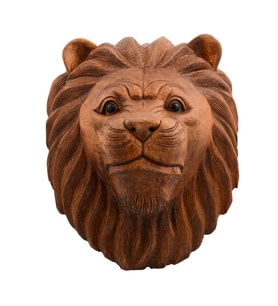 Maun Ağacı Aslan Kafası El Yapımı Duvar Dekoru Biblo 40cm (Karışık)