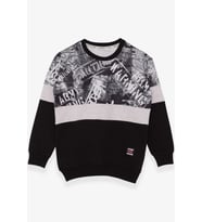 Breeze Erkek Çocuk Sweatshirt Desenli 6-12 Yaş, Siyah