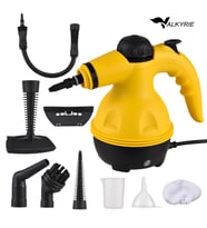Valkyrie 2500W El Tipi Buharlı Temizleyici – 3 Bar Basınç, 360° Döner Başlık, 9 Parça Aparatlı, Çok Amaçlı Kullanım (Sarı)
