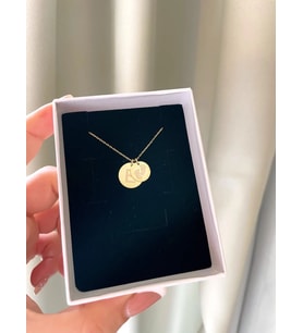 Kişiye Özel 925 Ayar Gümüş Bebek Ayak İzi Charmlı Disk Harf Kolye (Gold)