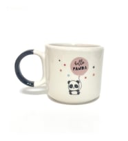 Hello Panda Çift Baskılı Siyah Kulplu P Kupa