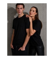 Unisex Kısa Kollu Bisiklet Yaka Basic Viskon Bluz
