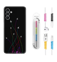 Samsung A23 A31 A32 A50 A51 A52 A53 A70 Kılıf Kablo Koruma Spiral Silikon Line Planet 1736