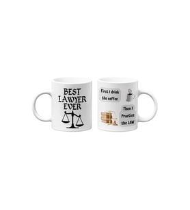 Avukat/Lawyer Hukukçu Temalı Hediyelik İkili Beyaz Seramik Kupa Seti-3-İKİLİ