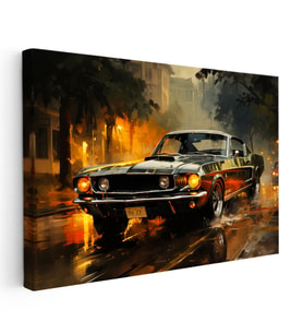 Kanvas Tablo Klasik Mustang Şehir Sokağı Mustang Tablosu Ev Ofis Duvar Dekoru