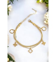 Yonca Gold Çelik Charm Bileklik (Altın)