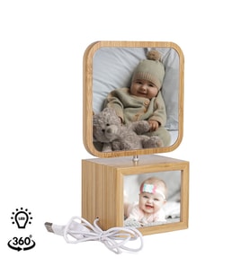 Dönen Ahşap Led Işıklı Kare Fotoğraf Çerçevesi