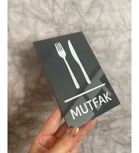 Basic Antrasit Seri Mutfak Uyarı Levhası