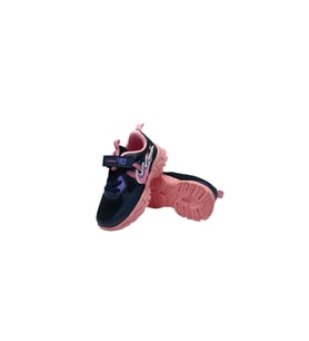 CASLON Özel Taban Çırtlı & bağcıklı Ortapedik  & Anatomik Sağlam Kaymaz Yüksek Tabanlı Nefes Alan Kız Çocuk Spor Ayakkabısı (Lacivert-Pembe)