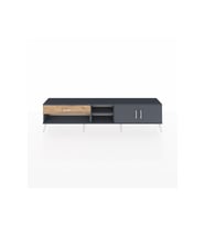 Arges TV Ünitesi 2 Raflı Tek Çekmeceli 2 Kapaklı 220x30x51 Antrasit-Antrasit/Çam
