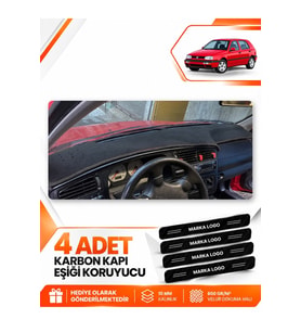 VOLKSWAGEN GOLF 3 (1991-1997) Uyumlu Ön Torpido Koruma Kılıfı Halısı - Siyah