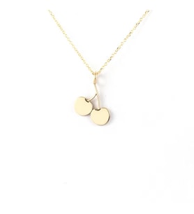 Kişiye Özel 925 Ayar Gümüş Minimal Kiraz Figürlü Kolye (Gold)