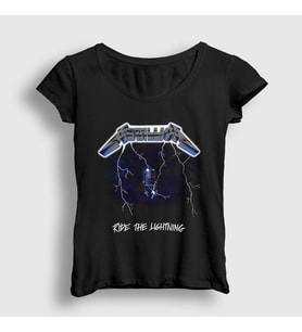Presmono Kadın Siyah Ride Metallica T-Shirt 293501tt