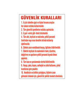 Güvenlik kuralları, isg uyarı levhası