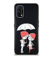 Realme 7 Pro Soft Premier Kapak Aşk Tasarımlı Silikon Kılıf - Siyah (Şeffaf)