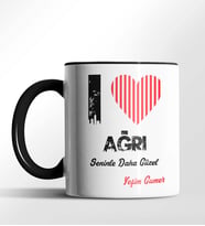 Kişiye Özel Ağrı Seninle Daha Güzel Tema Siyah Renk Kupa (Siyah)