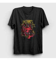 Presmono Unisex Siyah Devil V2 In Flames T-Shirt 398321tt