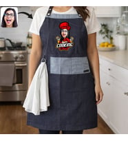 BK Gift Kişiye Özel Karikatürlü Pamuk Denim Havlu Detaylı Mutfak Önlüğü -2, Aşçı ve Şef Önlüğü, Ev Hediyesi