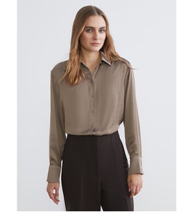 LCW EVERYDAY Kahverengi Loose Fit Saten Kadın Gömlek
