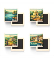 Bilecik - Baskılı Buzdolap Magneti Kare - 9x9 cm - 4 Adet