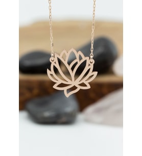 Lotus Çiçeği Kolye Kadın Gümüş Kolye (Gold)