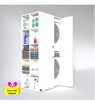 Kenzlife çamaşır-kurutma makinesi dolabı kapaklı fedyenka sol byz 180*090*60 banyo arkalıksız + tekli duvar rafı hediyeli (Karışık)