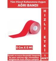 Premium Hızlı Etki Kas Bel Bacak Kol Boyun Sırt Omuz Karın Kalça Spor 5 Metre Isı Ağrı Bandı Kırmızı