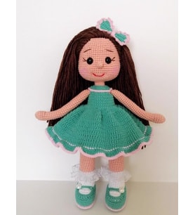 Mint Yeşili Fatoş Bebek Amigurumi Organik Oyuncak