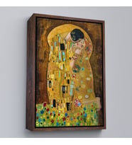 Çerçeveli Gustav Klimt'in The Kiss İsimli Eseri Kanvas Tablo (Siyah)