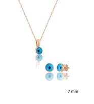 925 Ayar Gümüş Rose kaplama 7 mm Nazar Boncuğu Set & Takım