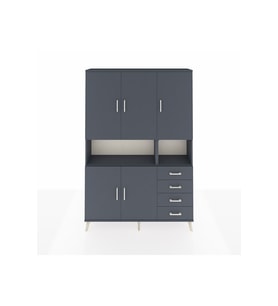 Arges Gardrop 7 Raflı 4 Çekmeceli 5 Kapaklı 132x30x195 Antrasit-Antrasit