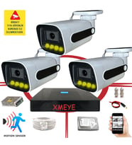 Bises 3 Kameralı Hareket Algılayan 5 MP Lens 4 Warm Led Gece Renkli Gösteren Güvenlik Kamerası Seti BS 784W